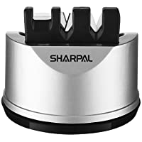 Los mejores  - SHARPAL 191H 3 opciones Afilador pequeño de cuchillos de cocina y tijeras para cuchillos con filos rectos y dentados…